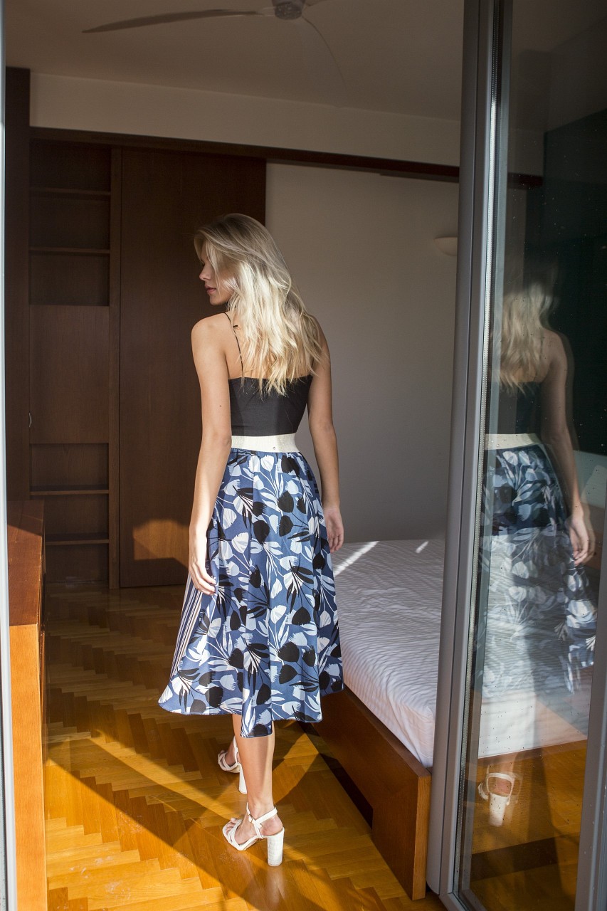 Tutu Skirt Blue Linen Bicolor Skirt